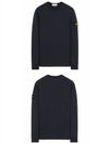 Logo Wappen Patch Crew Neck Long Sleeve T Shirt Navy - STONE ISLAND - BALAAN.