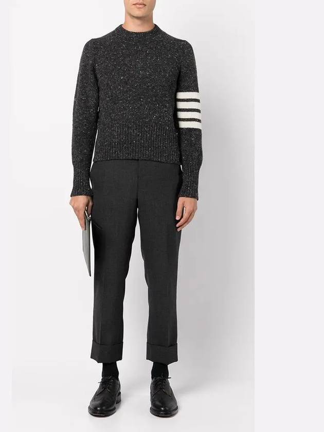 Diagonal Striped Mohair Wool Knit Top Dark Grey - THOM BROWNE - BALAAN 3