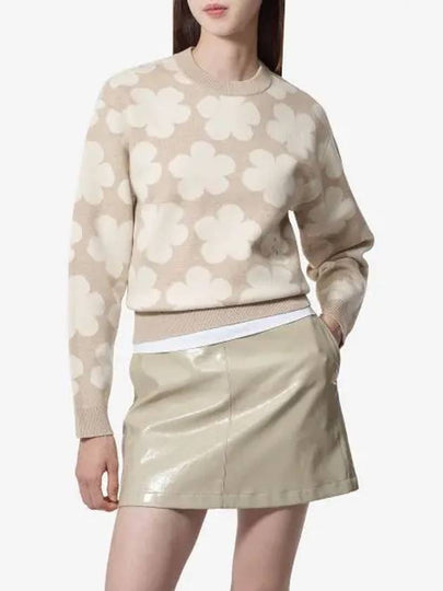 Floral Detail Crew Neck Knit Top Beige - KENZO - BALAAN 2