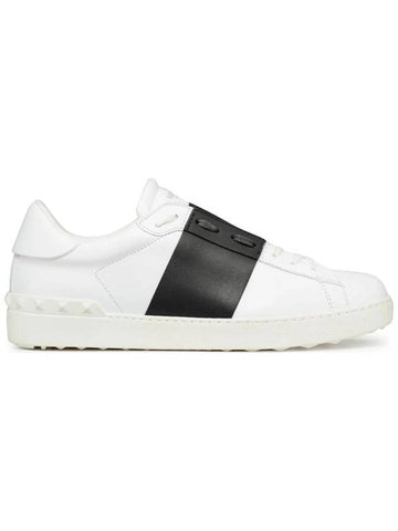 Open Calfskin Low Top Sneakers White Black - VALENTINO - BALAAN 1