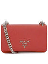 Saffiano Flap Chain Cross Bag Red - PRADA - BALAAN 2