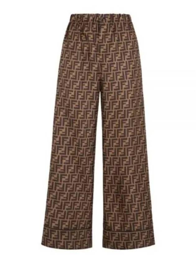 Twill Wide Pants Brown - FENDI - BALAAN 2