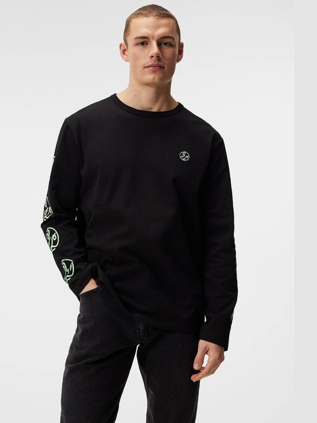 Camilo Graphic Crew Neck Long Sleeve T-Shirt Black - J.LINDEBERG - BALAAN 6