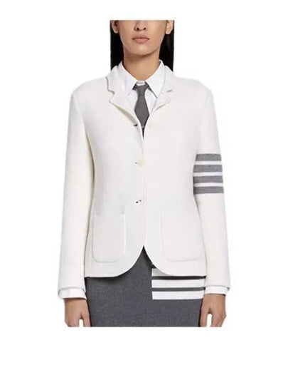 Women's Fine Merino Wool Link Jacket White - THOM BROWNE - BALAAN 2