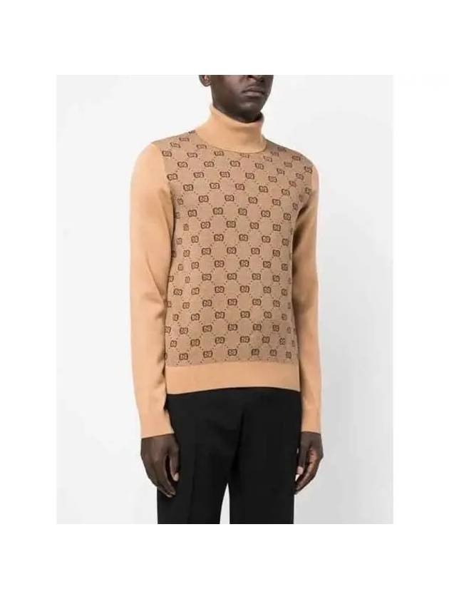 GG Jacquard Wool Turtleneck Beige - GUCCI - BALAAN 3