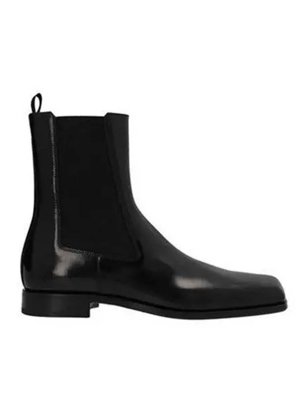 Boots Brushed Leather Chelsea Black - PRADA - BALAAN 1