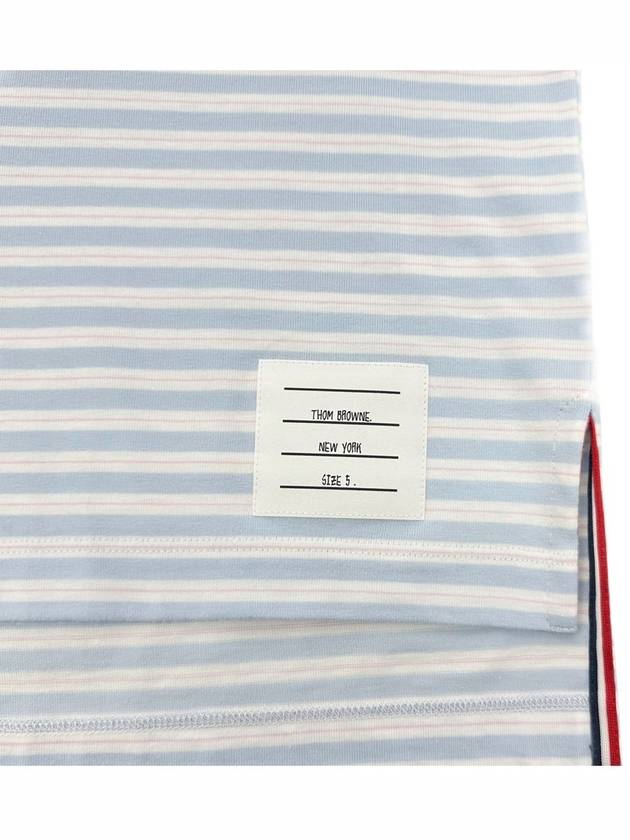 Striped Jersey Pocket Short Sleeve T-Shirt Light Blue White - THOM BROWNE - BALAAN 5