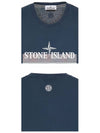 Tricromia One Print Garment Dyed Cotton Jersey Short Sleeve T-Shirt Grey Blue - STONE ISLAND - BALAAN 6