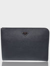 Document Saffiano Clutch Bag Black - PRADA - BALAAN.