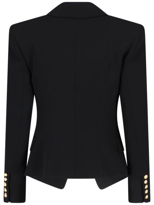 Single Breasted Crepe Blazer Jacket Black - BALMAIN - BALAAN 3