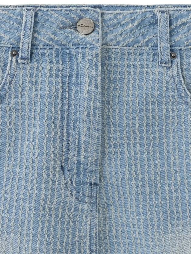 Damaged striped denim mini skirt light blue - NOIRER FOR WOMEN - BALAAN 10