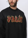 Logo Flames Vint Crew Sweatshirt Black - PALM ANGELS - BALAAN 5