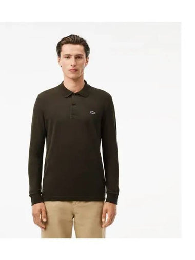 Men s Basic Long Sleeve Unisex Polo Dark Khaki - LACOSTE - BALAAN 1