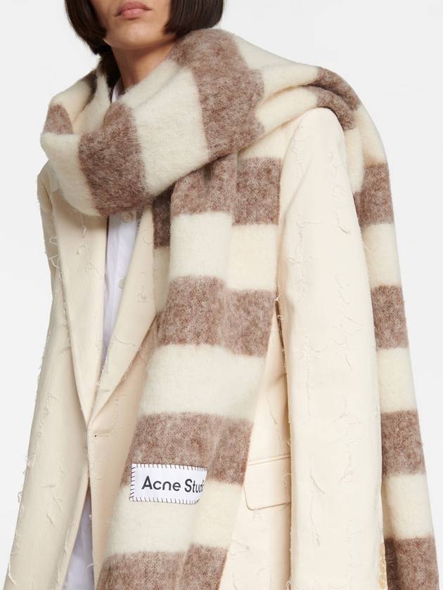 Studios Logo Patch Stripe Wool Blend Muffler Brown White - ACNE STUDIOS - BALAAN 4