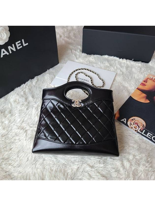 31 Bag Mini Shoulder Shiny Lambskin Gold Black AS4133 - CHANEL - BALAAN 1