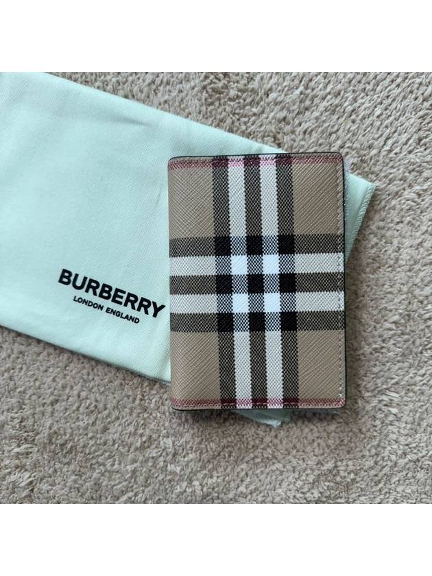 Vintage Check Pattern Non-Fold Leather Card Wallet Archive Beige - BURBERRY - BALAAN 2