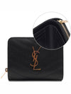 Monogram Zipper Grained Leather Half Wallet Black - SAINT LAURENT - BALAAN 2