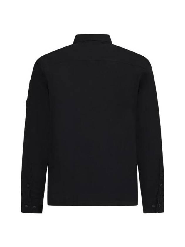 Oversized Organic Gabardine Long Sleeve Shirt Black - CP COMPANY - BALAAN 3