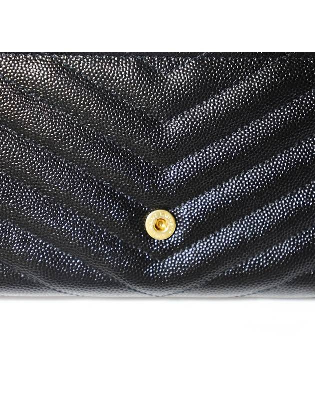 Saint Laurent 372264 Black Grande Poudre Textured Matelasse Monogram Gold Flap Long Wallet - SAINT LAURENT - BALAAN 10