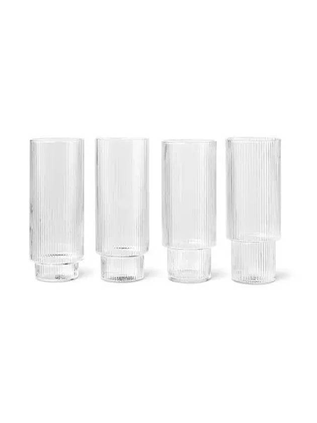 Wonderum Ripple Long Cup Set of 4 Clear - FERM LIVING - BALAAN 1