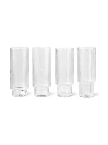 Wonderum Ripple Long Cup Set of 4 Clear - FERM LIVING - BALAAN 1