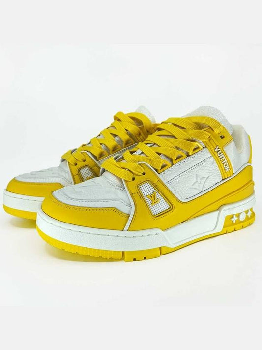 LV Trainer Low Top Sneakers White Yellow - LOUIS VUITTON - BALAAN.