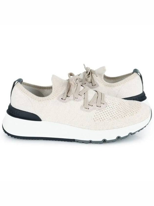 Knitted Cotton Sneakers White - BRUNELLO CUCINELLI - BALAAN 2