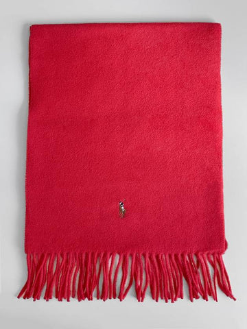 Women Men Multipony Logo Embroidery Wool Muffler Shawl Scarf Red PC1047 621 - POLO RALPH LAUREN - BALAAN 1