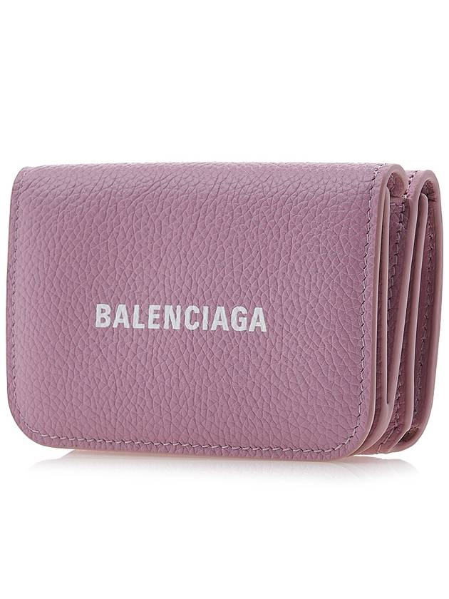 Logo Tripold Leather Half-Wallet Pink - BALENCIAGA - BALAAN 3