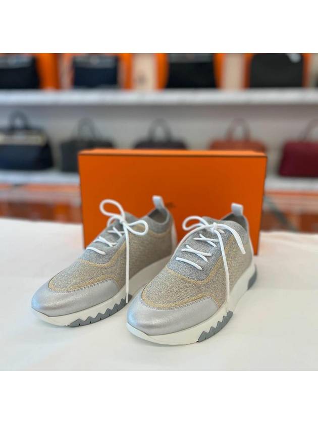 Addict Women's Sneakers Gray Gold Pearl - HERMES - BALAAN 1