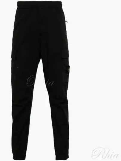 Stretch Cotton Wool Satin Straight Pants Black - STONE ISLAND - BALAAN 2