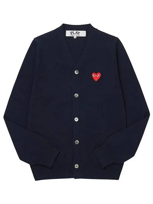 Play Red Waffen V-neck Cardigan Navy - COMME DES GARCONS - BALAAN 2