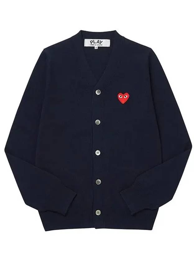 Play Red Waffen V-neck Cardigan Navy - COMME DES GARCONS - BALAAN 3