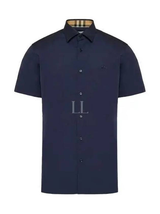 NAVY BLUE COTTON SHIRT 8079595A1222 - BURBERRY - BALAAN 2