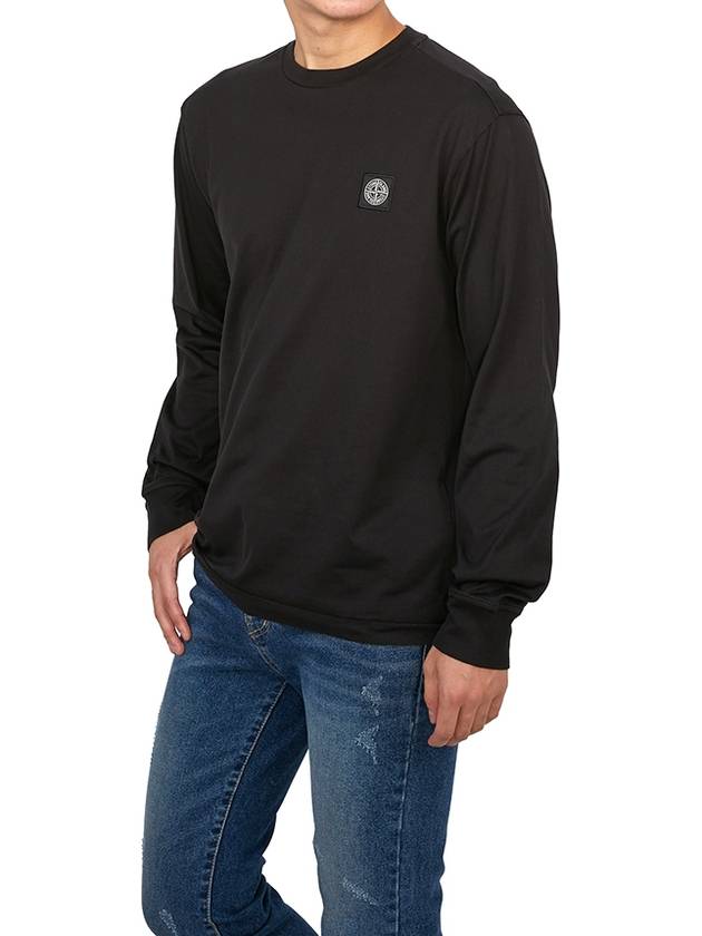 Chest Patch Long Sleeve T-Shirt Black - STONE ISLAND - BALAAN 5