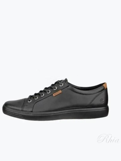 Men's Soft 7 M Leather Low Top Sneakers Black - ECCO - BALAAN 2