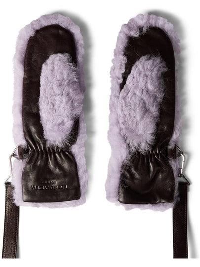 Teddy Shearling And Leather Logo Gloves - BOTTEGA VENETA - BALAAN 2