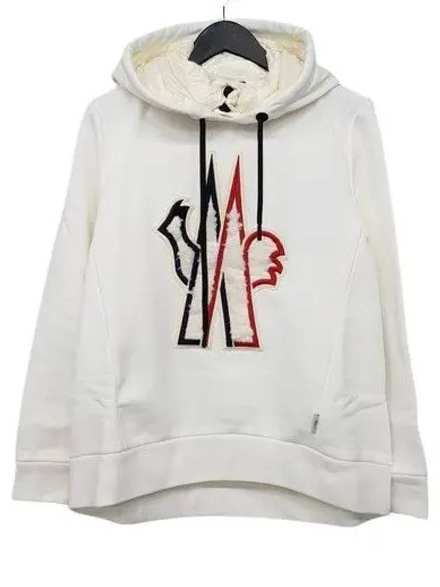 Grenoble Ramspur Logo Hooded Top White - MONCLER - BALAAN.