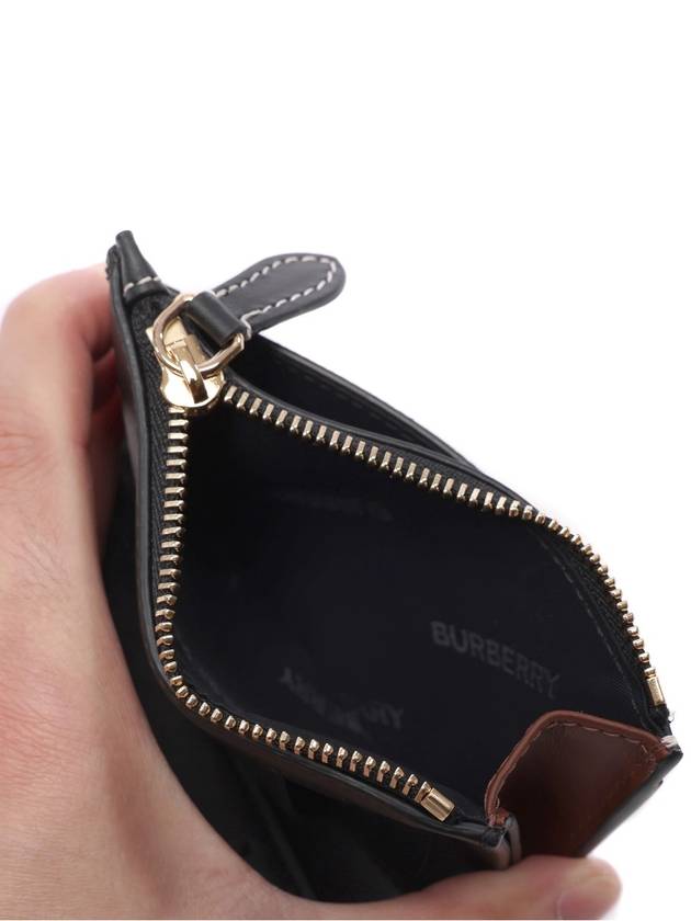 Check Print Leather Half Wallet Brown - BURBERRY - BALAAN 7