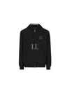 Logo Print Double Fleece Zip Up Hoodie Black - BRUNELLO CUCINELLI - BALAAN 2