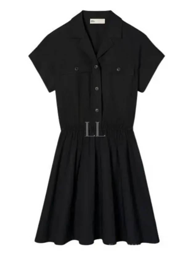 Cotton Poplin Shirt Short Dress Black - TORY BURCH - BALAAN 2