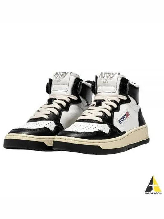 Medalist Leather High-Top Sneakers White Black - AUTRY - BALAAN 2