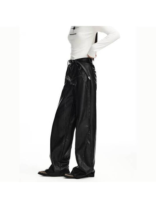 Leather Straight Pants Black - WESAME LAB - BALAAN 1