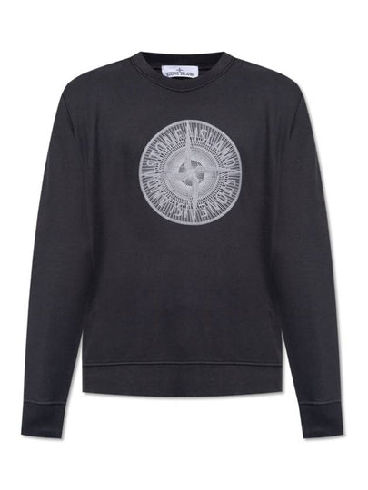 Men's Industrial One Print Sweatshirt Black - STONE ISLAND - BALAAN 2