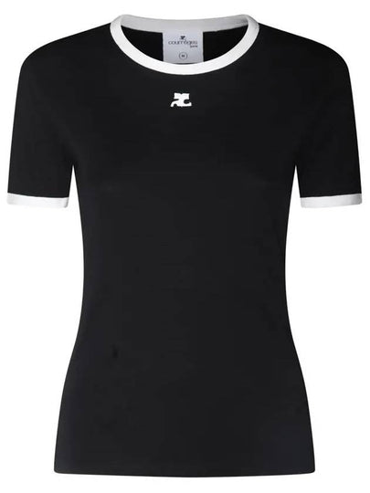 Contrast Signature Short Sleeve T-Shirt Black - COURREGES - BALAAN 2