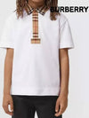 Kids Collar Check Short Sleeve Polo Shirt White - BURBERRY - BALAAN 8