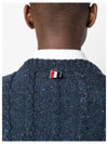 Donegal Twist Cable 4-Bar Classic Crewneck Knit Top Blue - THOM BROWNE - BALAAN 6