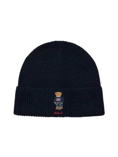 Polo Ralph Lauren Bear Wool Blend Beanie Blue - POLO RALPH LAUREN - BALAAN 1