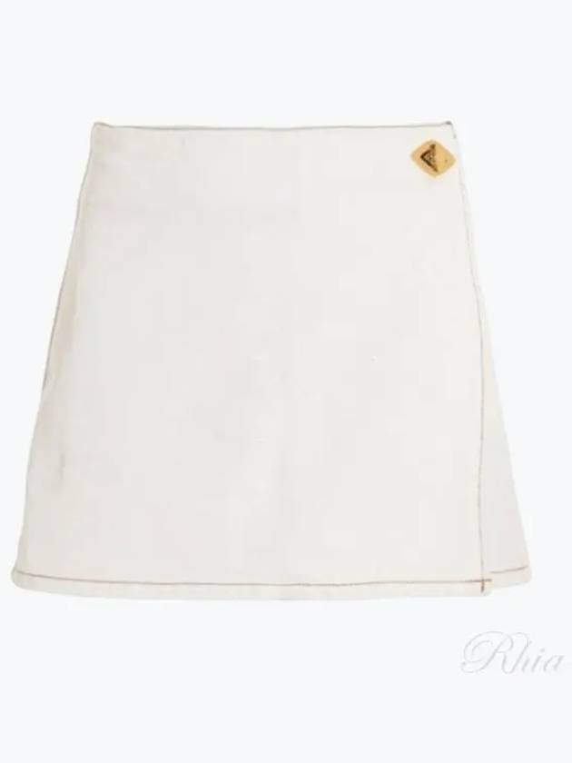 Wrap Denim A-Line Skirt White - GANNI - BALAAN 2