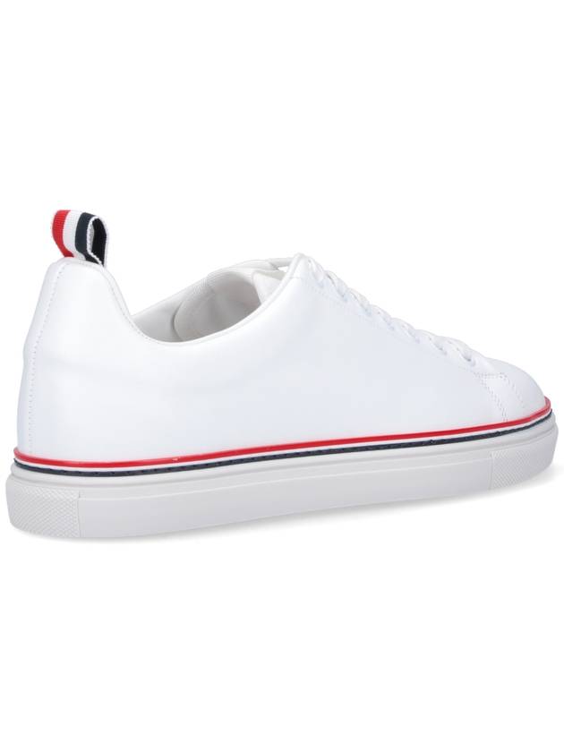 Tennis Vitello Calf Leather Low Top Sneakers White - THOM BROWNE - BALAAN 5